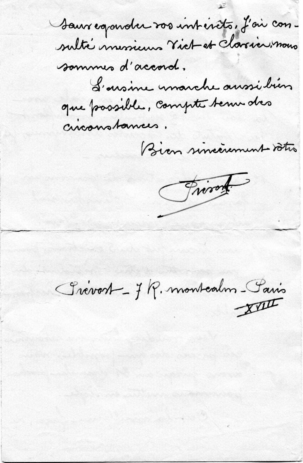 Scan original de Lettre de Casimir Prévost à propos de l