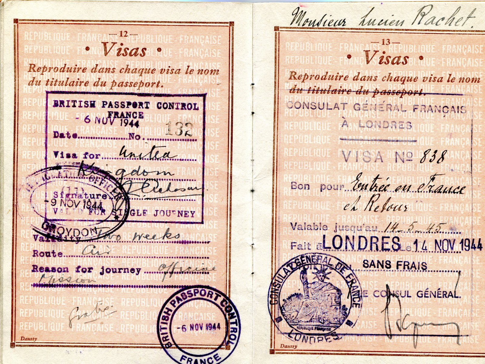 Scan original de Passeport français de Lazare Rachline