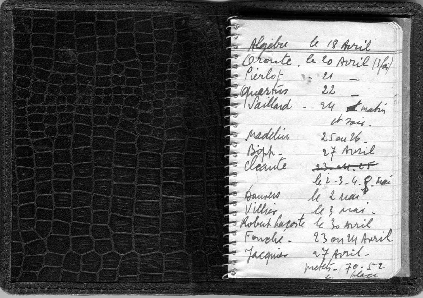 Scan original de Carnet (noir) de Lazare Rachline - avril et mai 1944