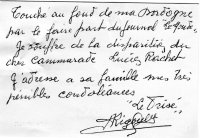 Scan original de Lettre (carte) d’Albert Rigoulet (Le Frisé) à Suzanne Rachline