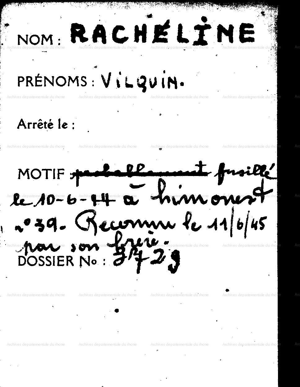 Scan original de Vila Rachline - Archives de Montluc