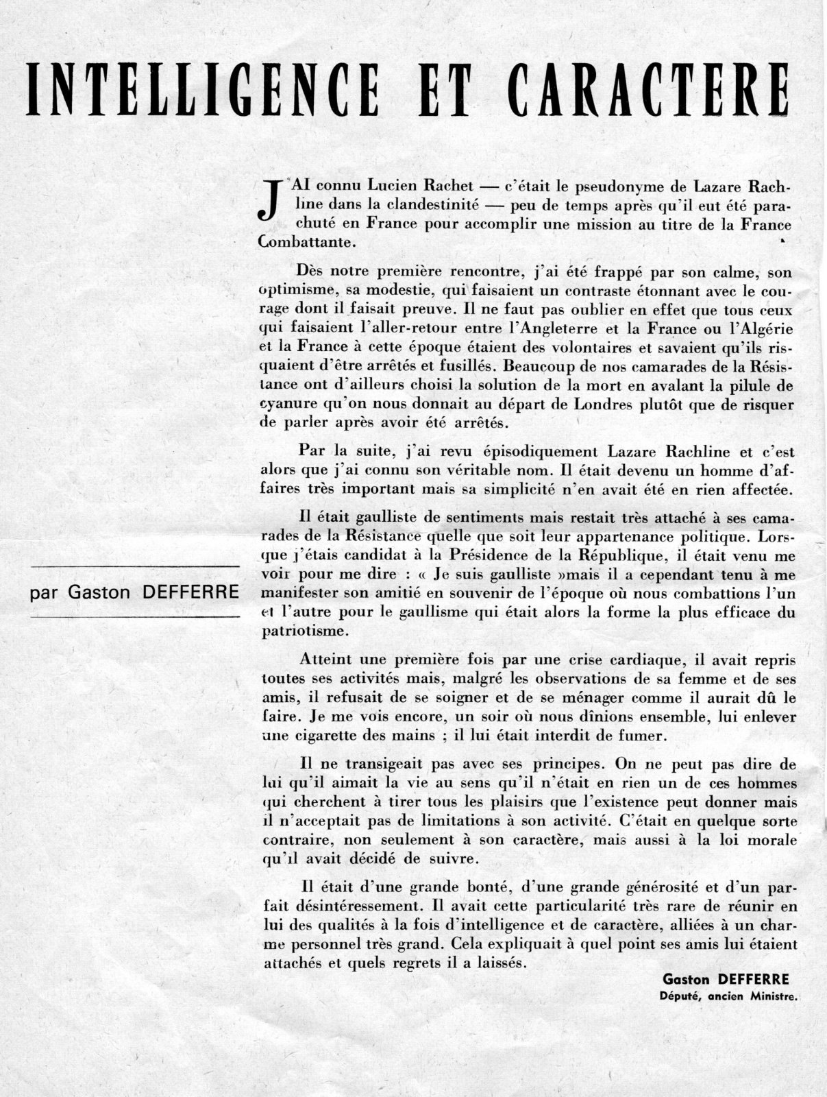 Scan original de Hommage spécial de "Perspectives France Israël" - Gaston Defferre  
