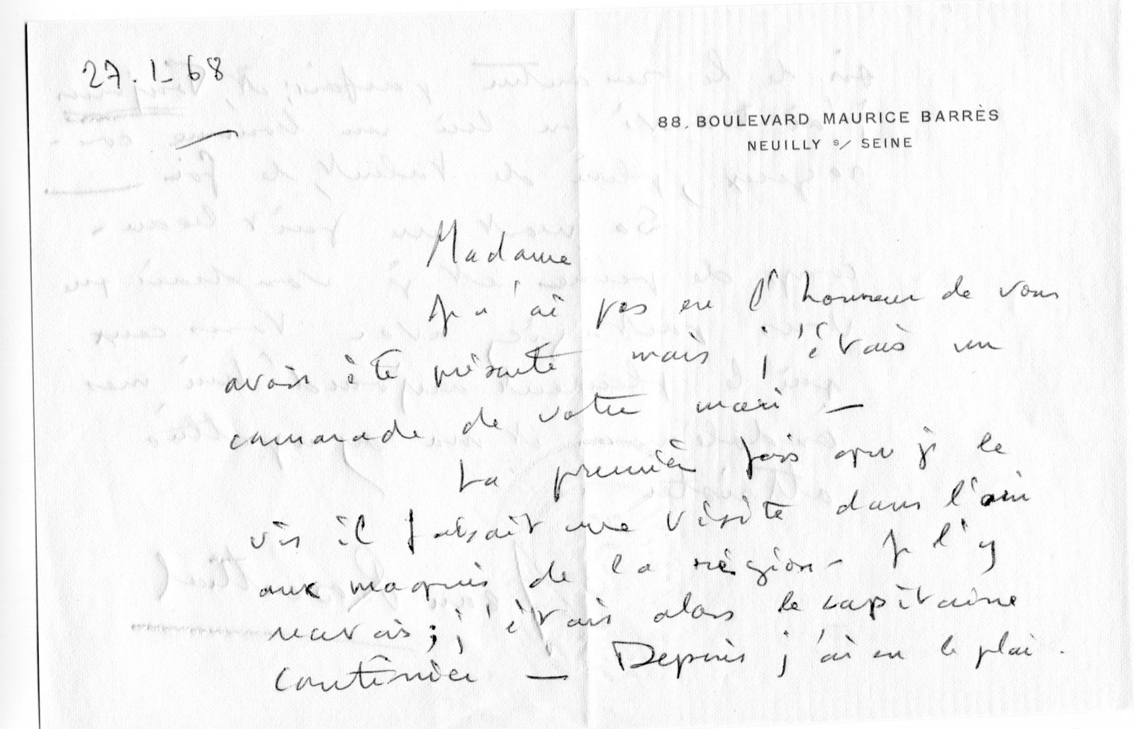 Scan original de Lettre de Jean Rosenthal à Suzanne Rachline