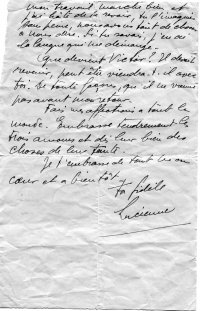 Scan original de Lettre de Lazare Rachline à sa femme, signée Lucienne